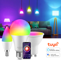 Tuya Smart Life App Control E27/E14/GU10 220V Dimmable RGB+CW+WW Wifi Smart Light Bulb Color Changing Spotlight for Room Decor