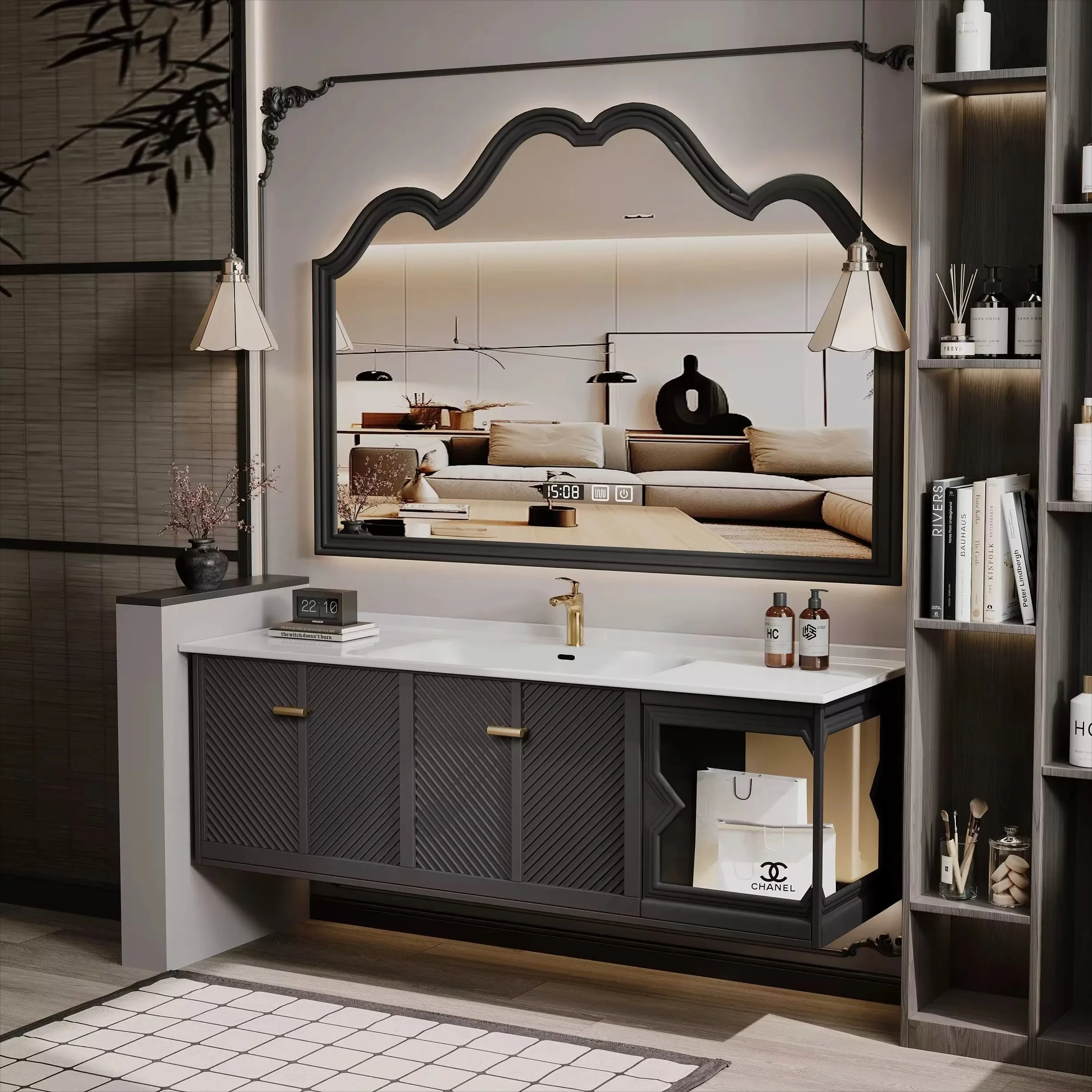 

Новый французский простой шкаф для ванной комнаты, керамический встроенный шкаф для умывальника, комбинация 2025 года, новый умывальник