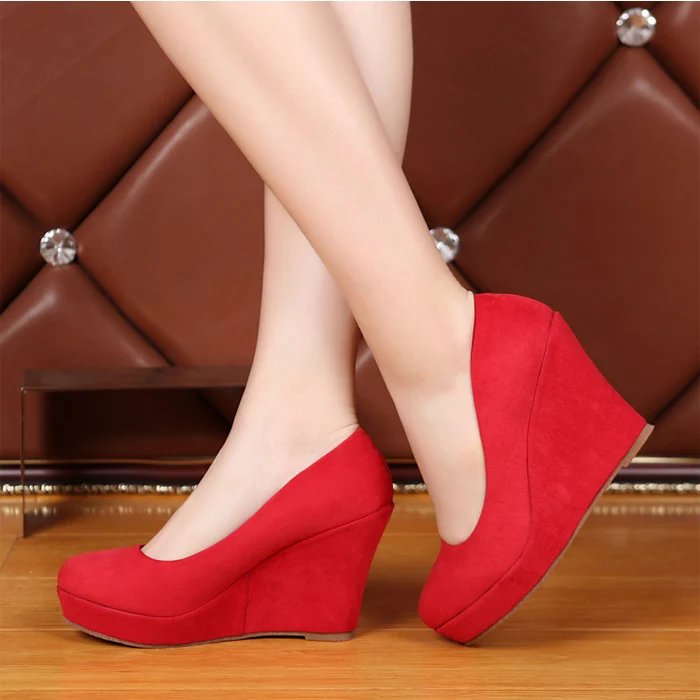 Women High Heel Wedge Shoe size 31 to 42 Red Black Blue Spring Shoes sys-739