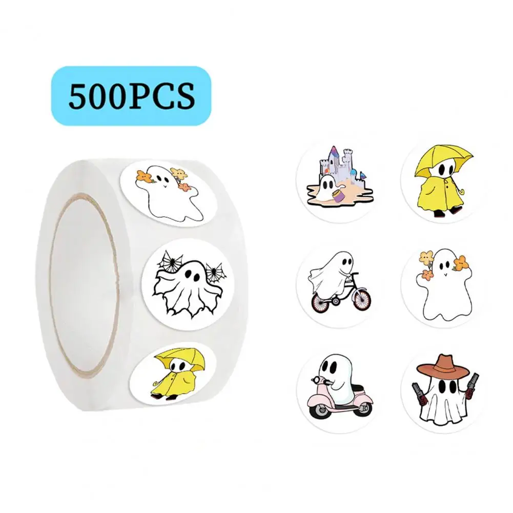 Ghost Pattern Stickers Waterproof Halloween Stickers 500 Sheets Halloween Stickers with Diverse Cartoon for Envelopes for Home