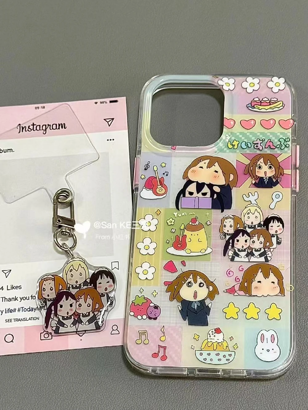 Cartoon Anime K-On! Phone Case Hirasawa Yui Akiyama Mio Band Kawaii Q Style Phone Case Suit for Iphone16 15 14 13 12 Gifts