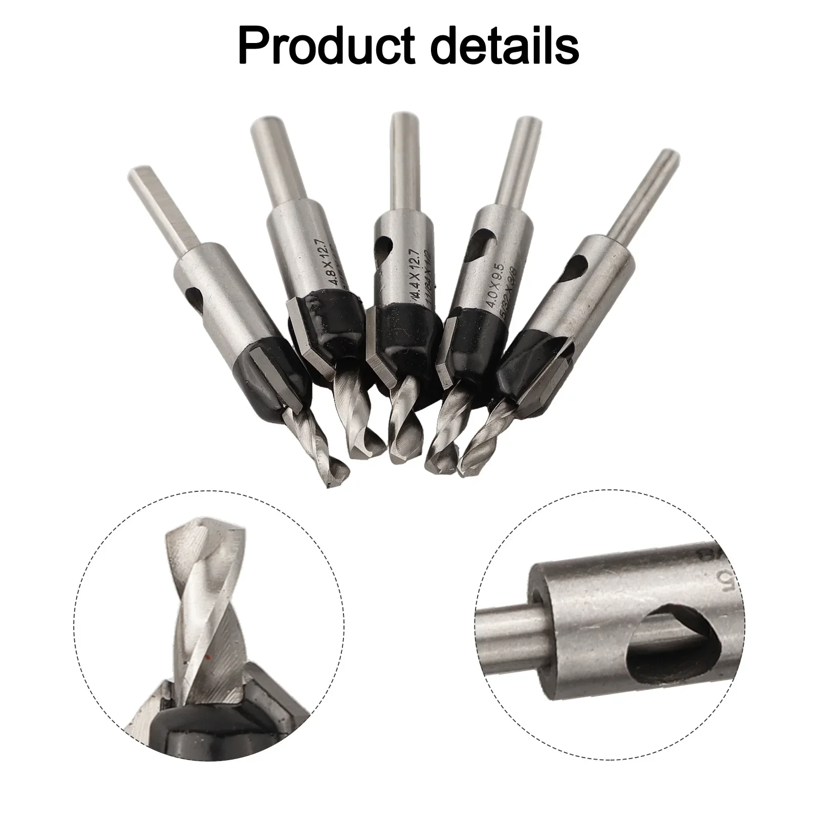

For Plastic Boards 5-Piece Drill Set Adjustable Depth Stop DIY Projects Easy To Carry Natural Wood Compatibility