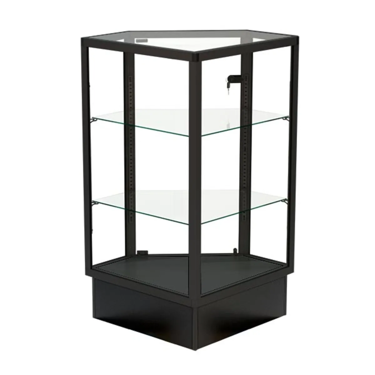 Custom.HIKUYA Custom Extra Vision Front Opening Corner Case Glass showcase untuk Toko Ritel