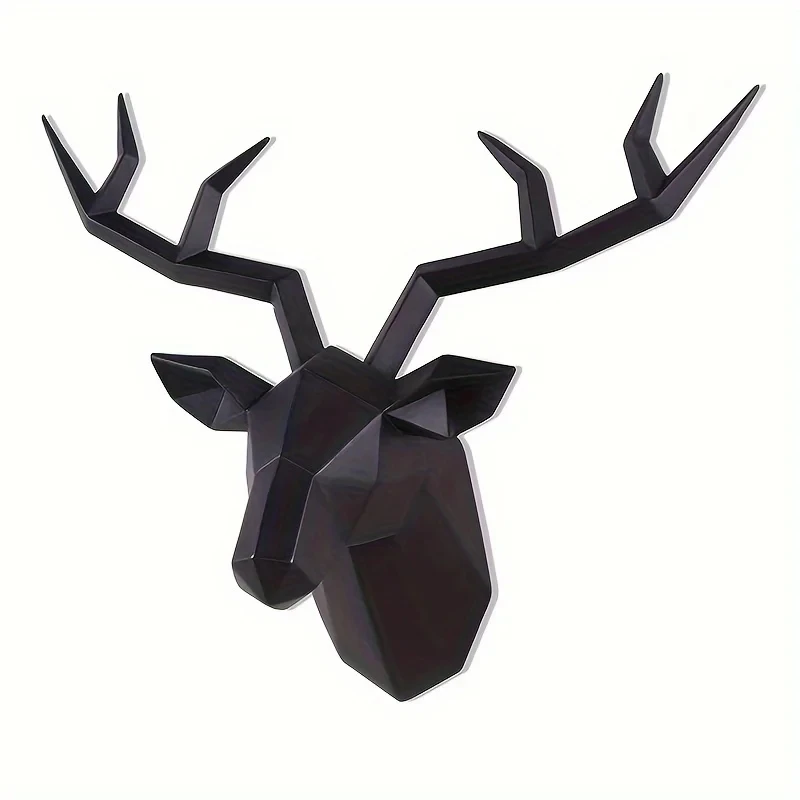 Wall Decor Wall Sculpture,Resin Statue Deer Head Wall Hanging Creative Home Wall Decoration Artificial Animal Crafts Figurines