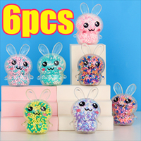 6PCS Squishy Bunny Stress Balls with Light Stress Relief Toy Girls Kids Fidget Toys Colorful Rabbit for Easter Basket Stuffers