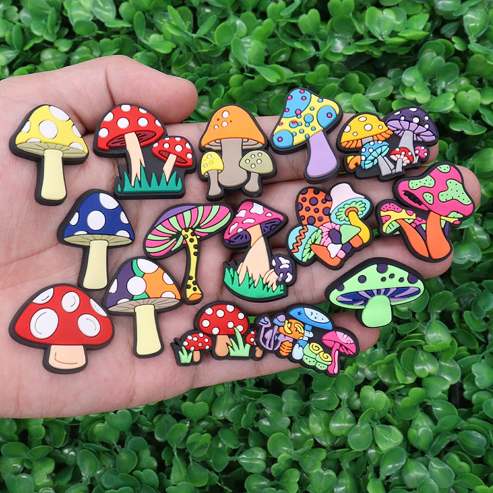 New Arrival 1pcs PVC Buckle Clog Fit Wristband Mushroom Shoe Charms Sandals Ornaments Hole Slipper Decoration Accessories