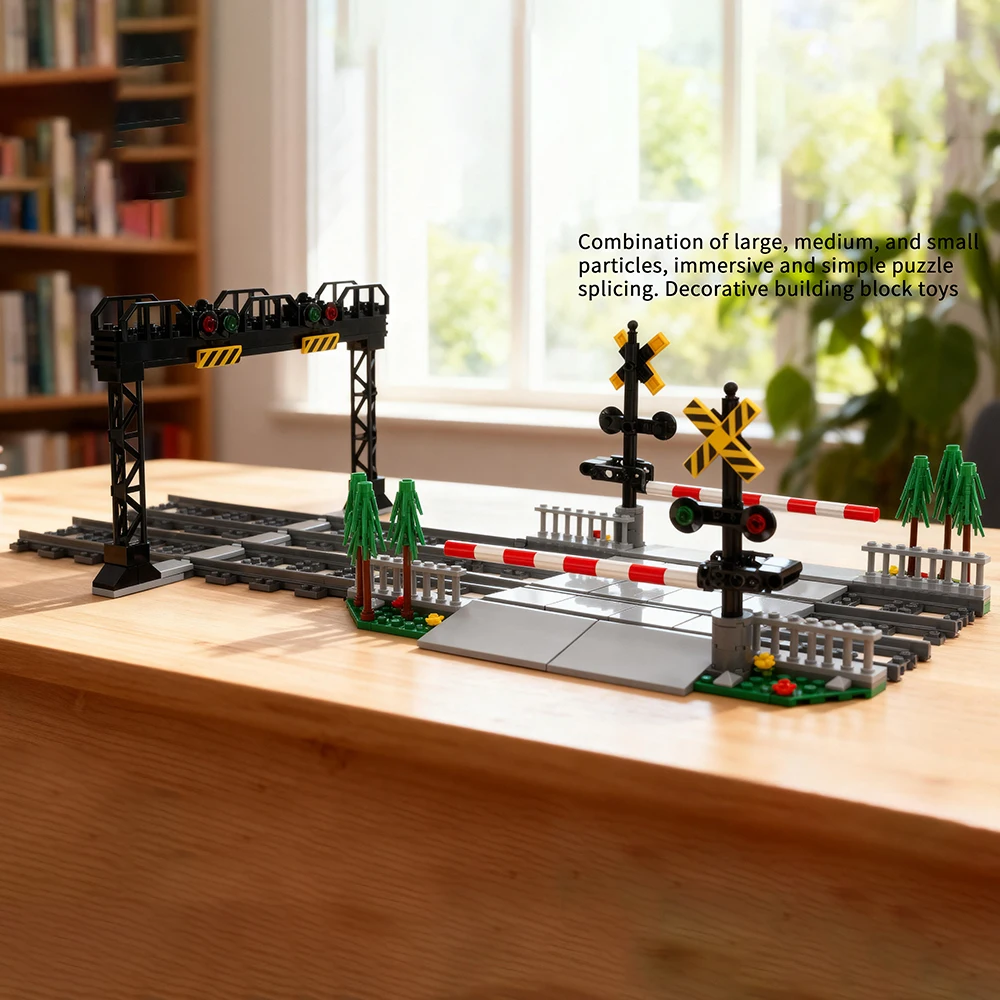 

282pcs MOC City Train Building Block Train Track Corridor Elevating Rod Pedestrian Crossing Assembly Children Toy Birthday Gift