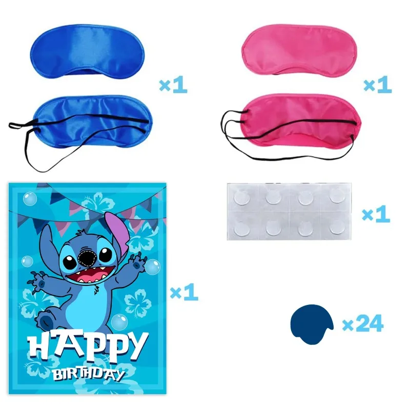 Pin The Nose On The Stitch Party Game Posters Stickers Disney Stitch Party Decoration Kids Baby Shower Favor Birthday Sets Gift