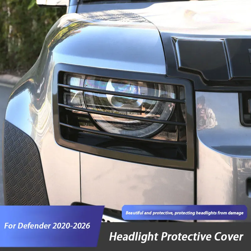 For Land Rover Defender 90 110 2020-2024 Metal Car Headlight Lampshade Protection Net Cover Accessories Car Modification