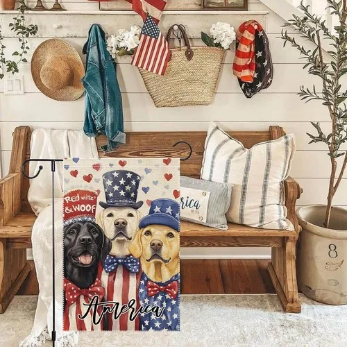 Patriotic 4th Of July Labrador Retriever Garden Flag American, 12x18 Inch XXQ