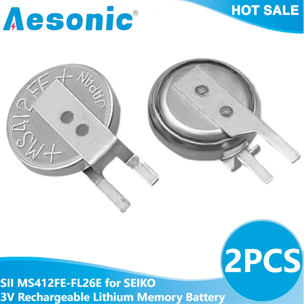2PCS SII MS412FE-FL26E for Seiko 3V Rechargeable Lithium Battery MS412 Memory Battery MS412FE