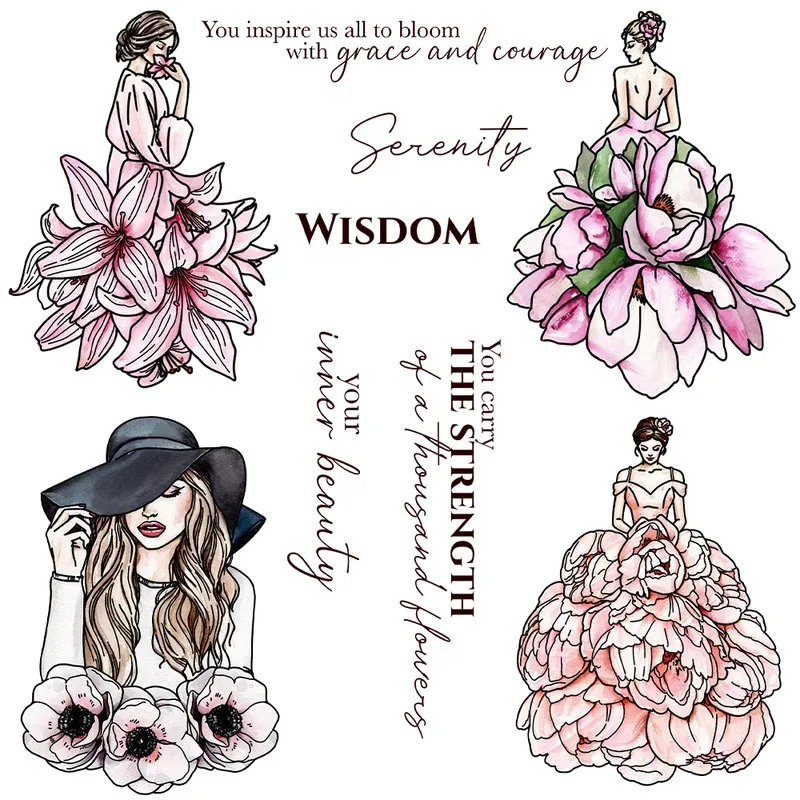

Beautiful Flowers Women Clear Stamp DIY Scrapbooking Supplies Silicone Stamp For Card Making Albums Crafts Decor