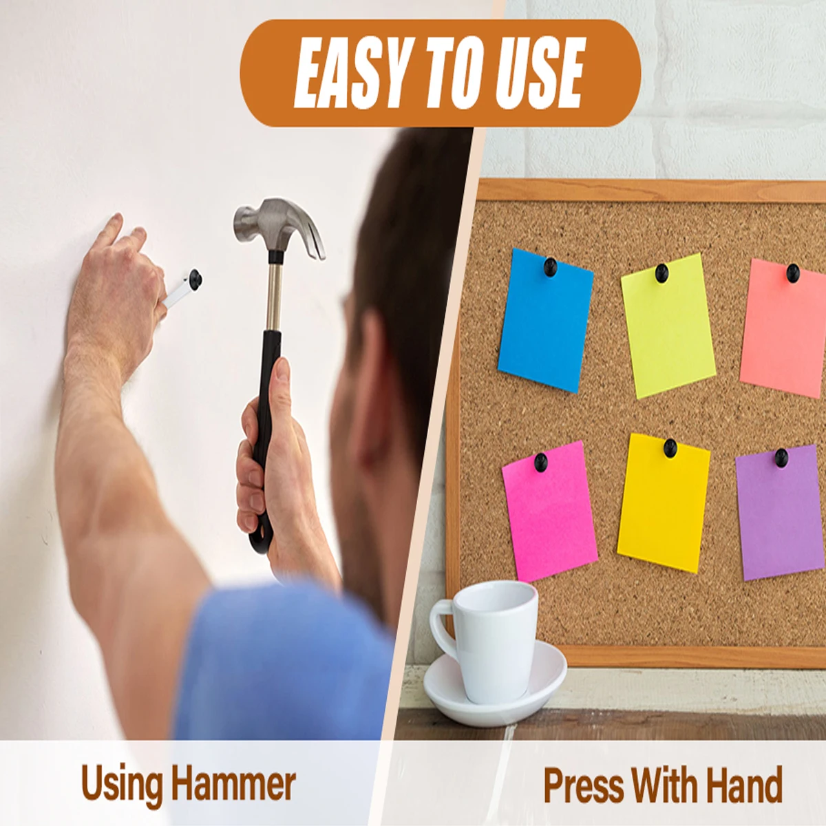 Clous suspendus 30/50 pièces, punaises, punaises pour tentures murales, crochets muraux avec feuille de protection des ongles en ligne droite