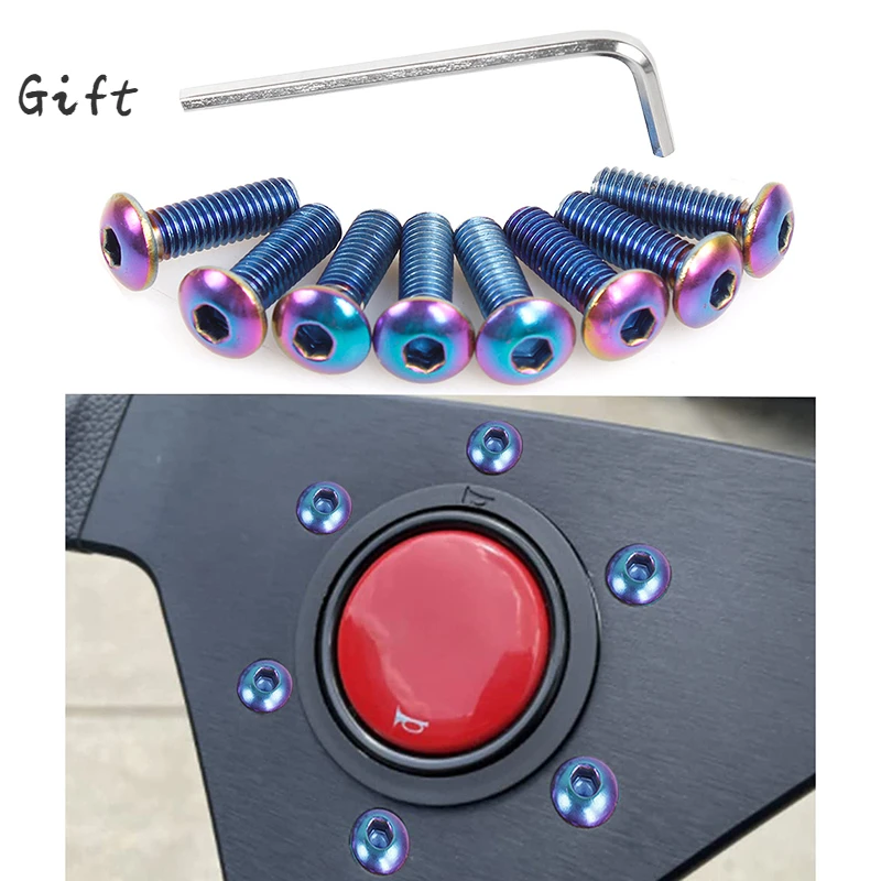 Steering Wheel Aluminum Alloy Bolts 6PCS Fits Most Steering Wheels Burnt Titanium Bolts Kits Racing Steering Wheel Modification