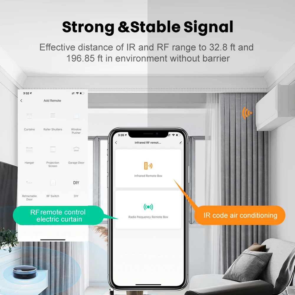 IR+RF433/315 Smart Remote Control Wifi Universal Controller for TV A/C Curtain Roller Shutter Works with Alexa Google Home