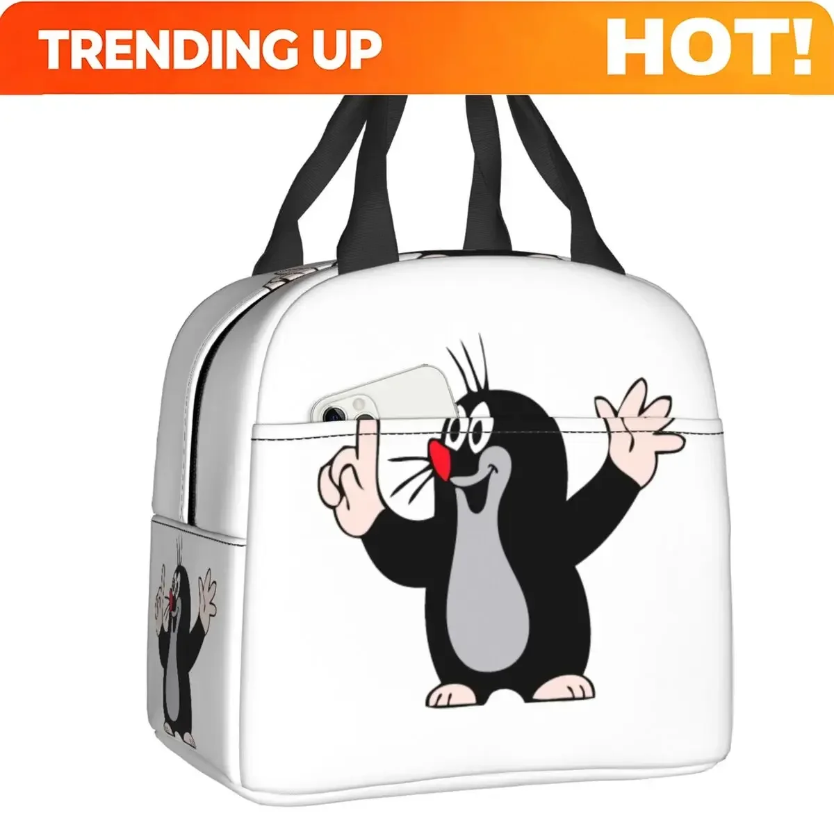 Custom Bag Custom Little Maulwurf Mole Pointing Thermal Insulated Lunch Bag Women Cartoon Anime Krtek Resuable Lunch Tote Multif