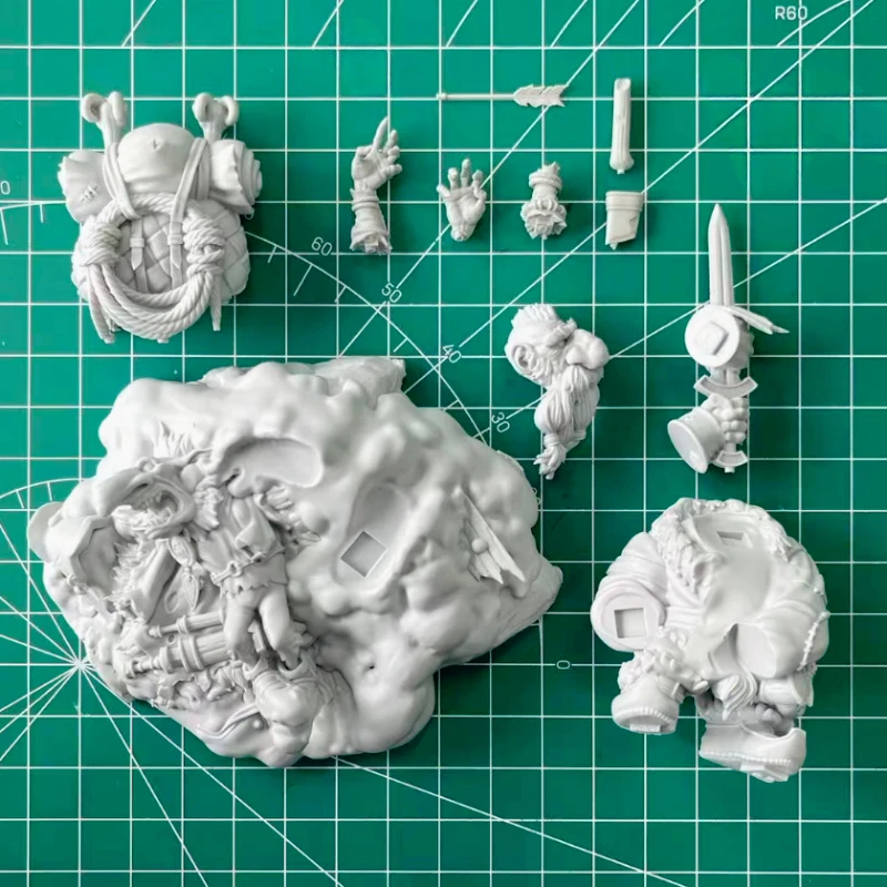 Kit de figurines en résine moulée sous pression, échelle 1/24, guerrier nain sauvage, jouet Miniature de loisir, non assemblé, non peint, Diorama à faire soi-même