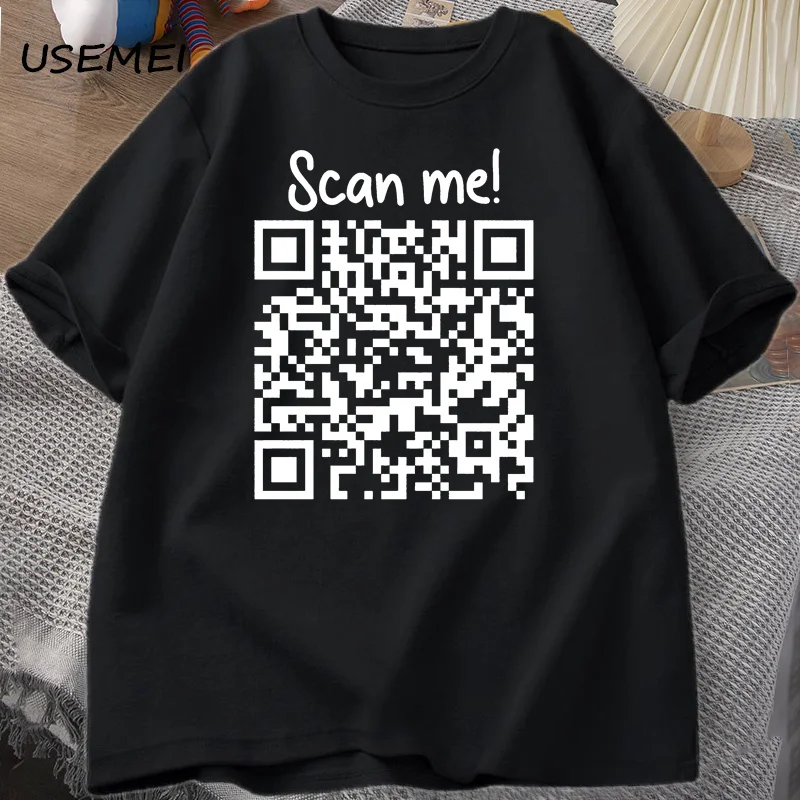 

QR Code T-shirts Men Casual Hidden Message QR Code Sarcastic Tshirt Adult Humor Printed T-shirt Fashion Cotton Short Sleeve Tee