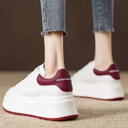 Spring Luxury Women Casual White Leather Vulcanize Sneakers Flat Platform Shoes Women Designer Sneakers Fashion Running Shoes