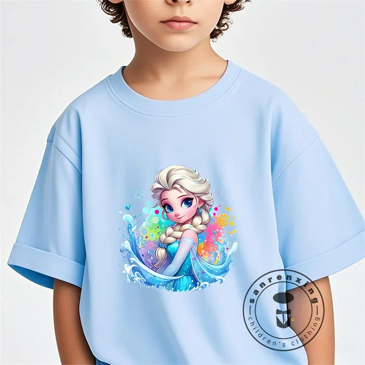

Lovely Frozen Elsa T-shirt For Kids Girls Clothes Disney T-shirts Children Summer Short Sleeve Baby T Shirts Birthday Gift 2-14T