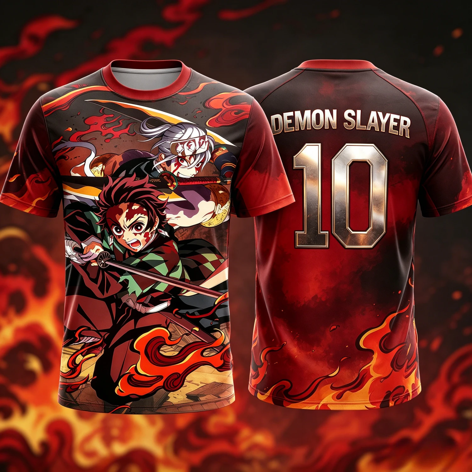 2026 Summer Demon Slayer Retro Cosplay T-shirt Men's Oversized 3D Printed Short-sleeved Family Unisex Children's Sports Shirt