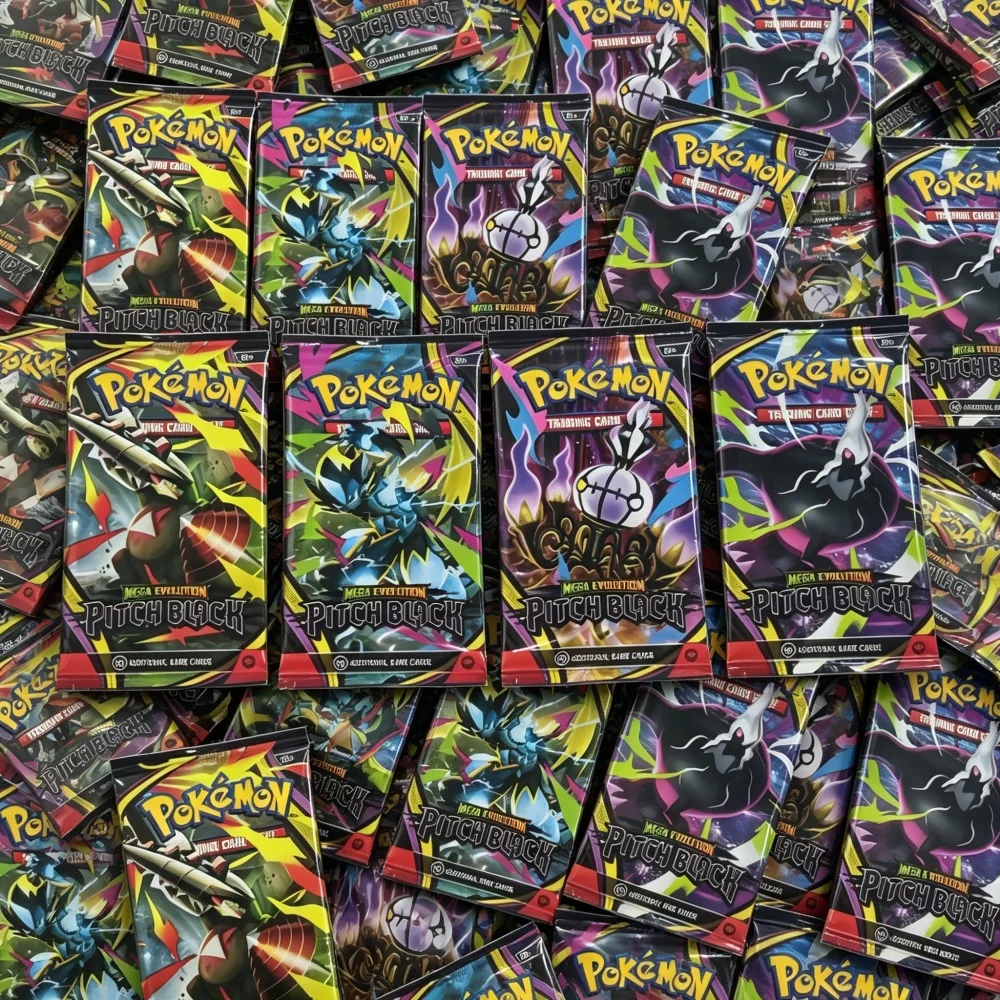 10 paquets Pokémon TCG Mega Evolution Pitch Black 9+1 par paquet TCG Mega Evolution Phantasmal Flames Booster Box Jeu de Cartes à Collectionner