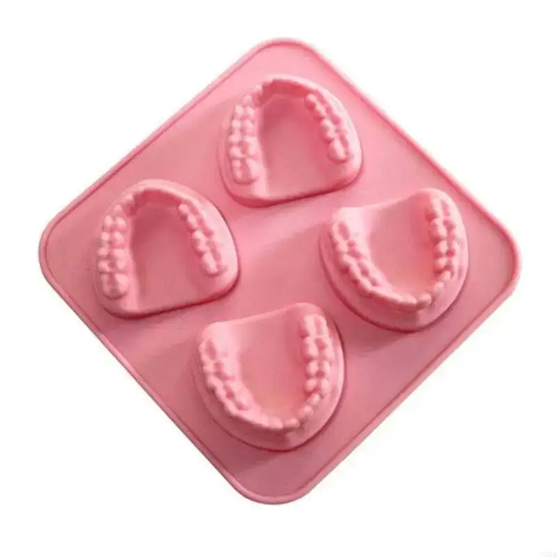 1pc 4 Hole Tray Teeth Shaped Silicone Ice Mold Denture Ice Trays Funny Gag Gift for Dentist Party Favor Teeth Ice Mold