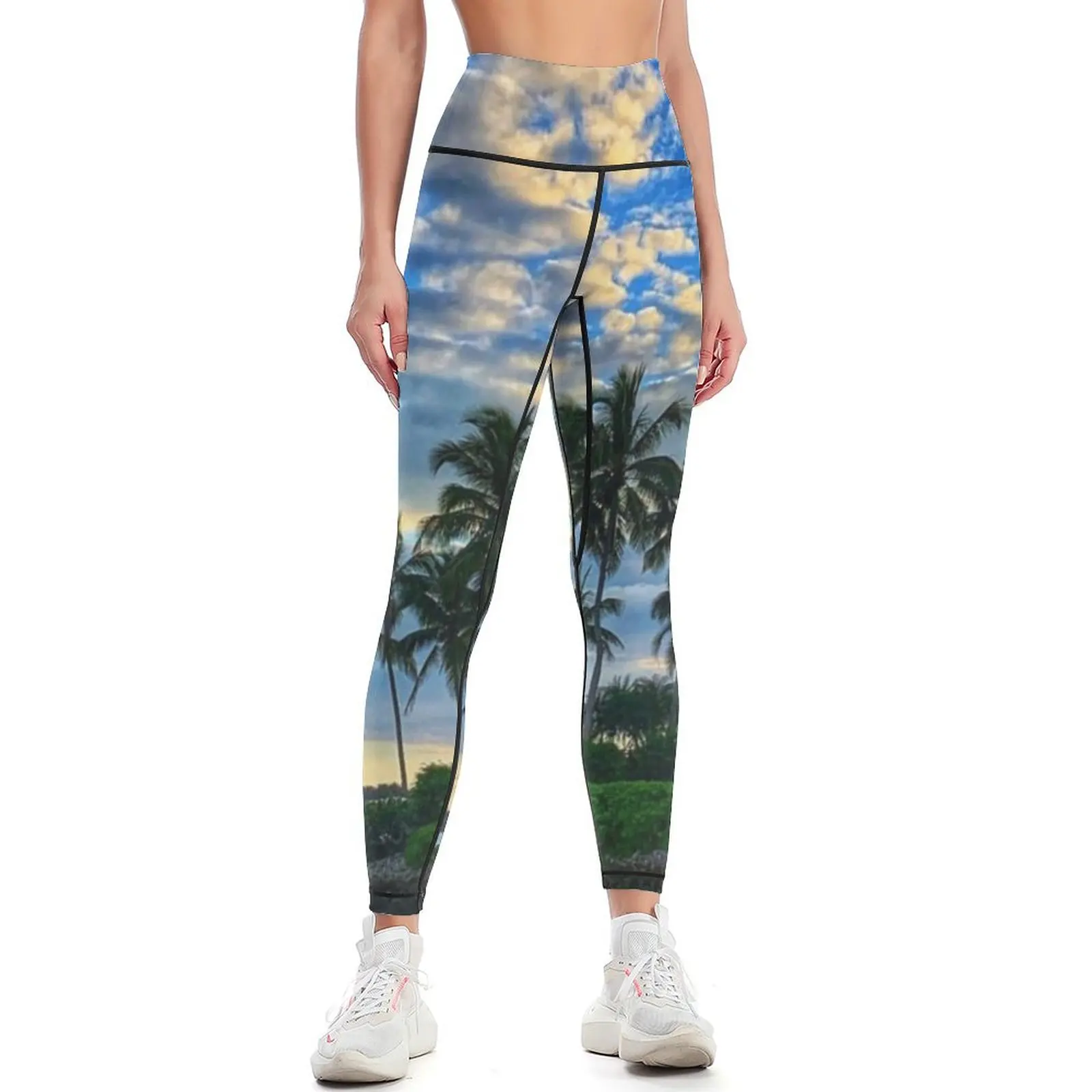 

Palm Trees in Paradise Leggings flared Female legging pants Sportswear woman gym fitness set gym Womens Leggings