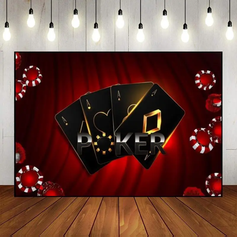 

Casino Roulette Background Photography Backdrops Poker Photo Gold Custom Birthday Backdrop Chips Decoration Slot Machine Card