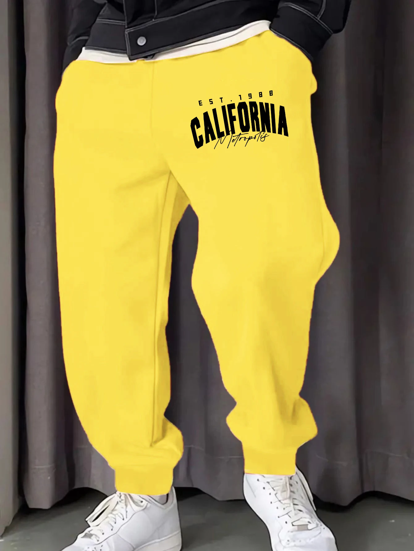 

Мужские спортивные штаны с принтом букв Калифорния, США, осенние повседневные длинные брюки, флисовые брюки, универсальные уличные спортивные штаны