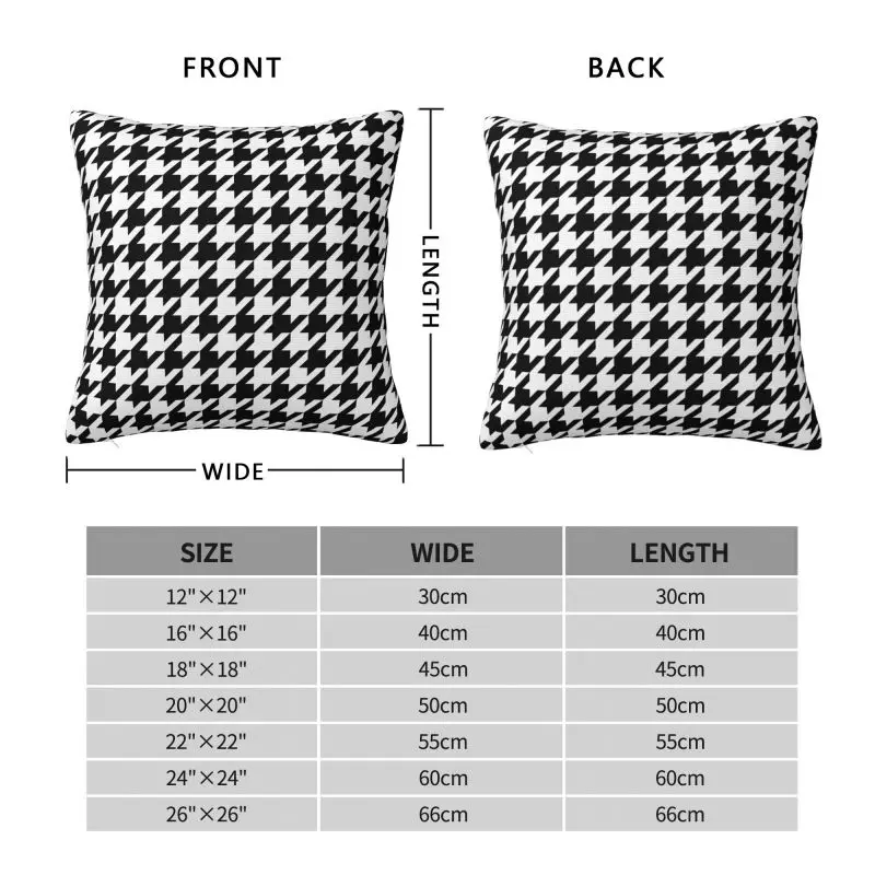 Houndstooth Pillowcase Square Pillow Case 18x18 Inches Soft Cozy Polyester Cushion Cover for Home Office Car Decoration
