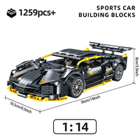 1:14 High-Tech Supercar Model Building Blocks Children Puzzle Black And Yellow Cool Car Assembled Toys Boys Adult Holiday Gift