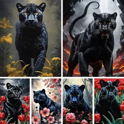 5D Diamond Painting Black Leopard in The Jungle DIY Diamond Embroidery New Arrivals Rhinestones Picture Mosaic Needlework Hobby