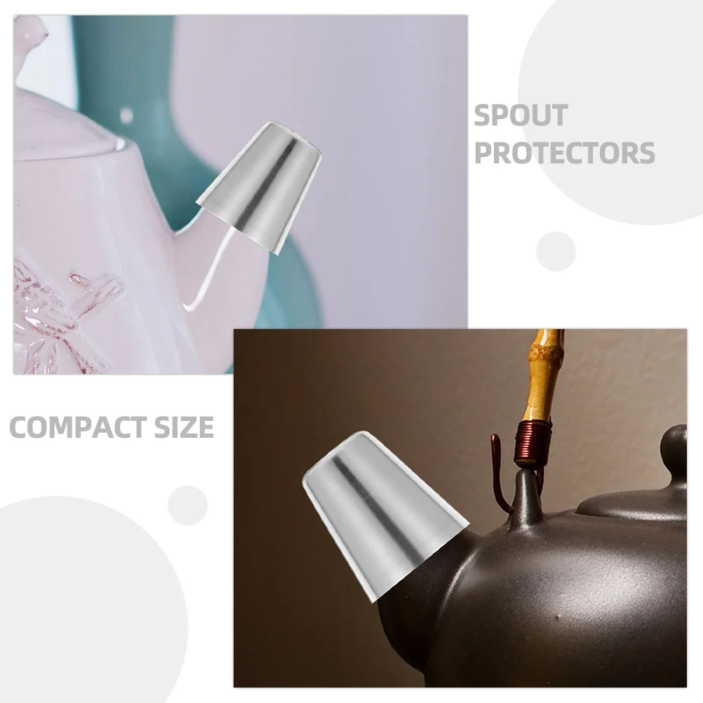 

2pcs Teapot Spout Covers Stainless Steel Metal Sleeve For Kettle Spout Protector Tea Pot Accessories Kitchen Bar Supplies