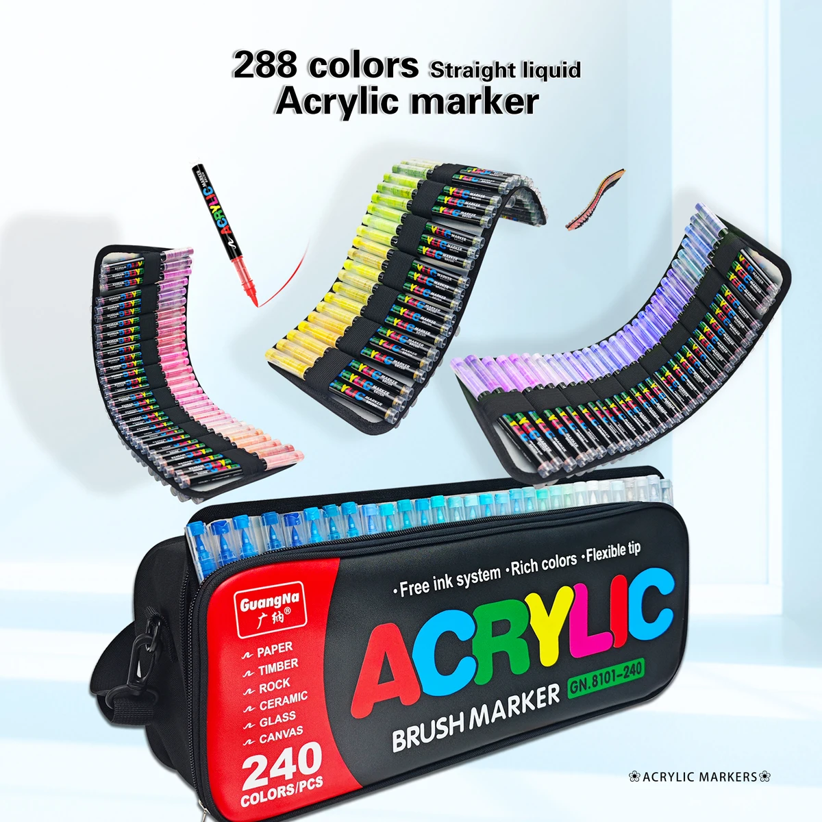 240/288 ألوان GN مجموعة علامات الطلاء الاكريليك فرشاة تلميح الطلاء ل لوحة الصخور مهرجان هدية أقلام فنية ذاتية الصنع تأتي مع حقيبة التخزين