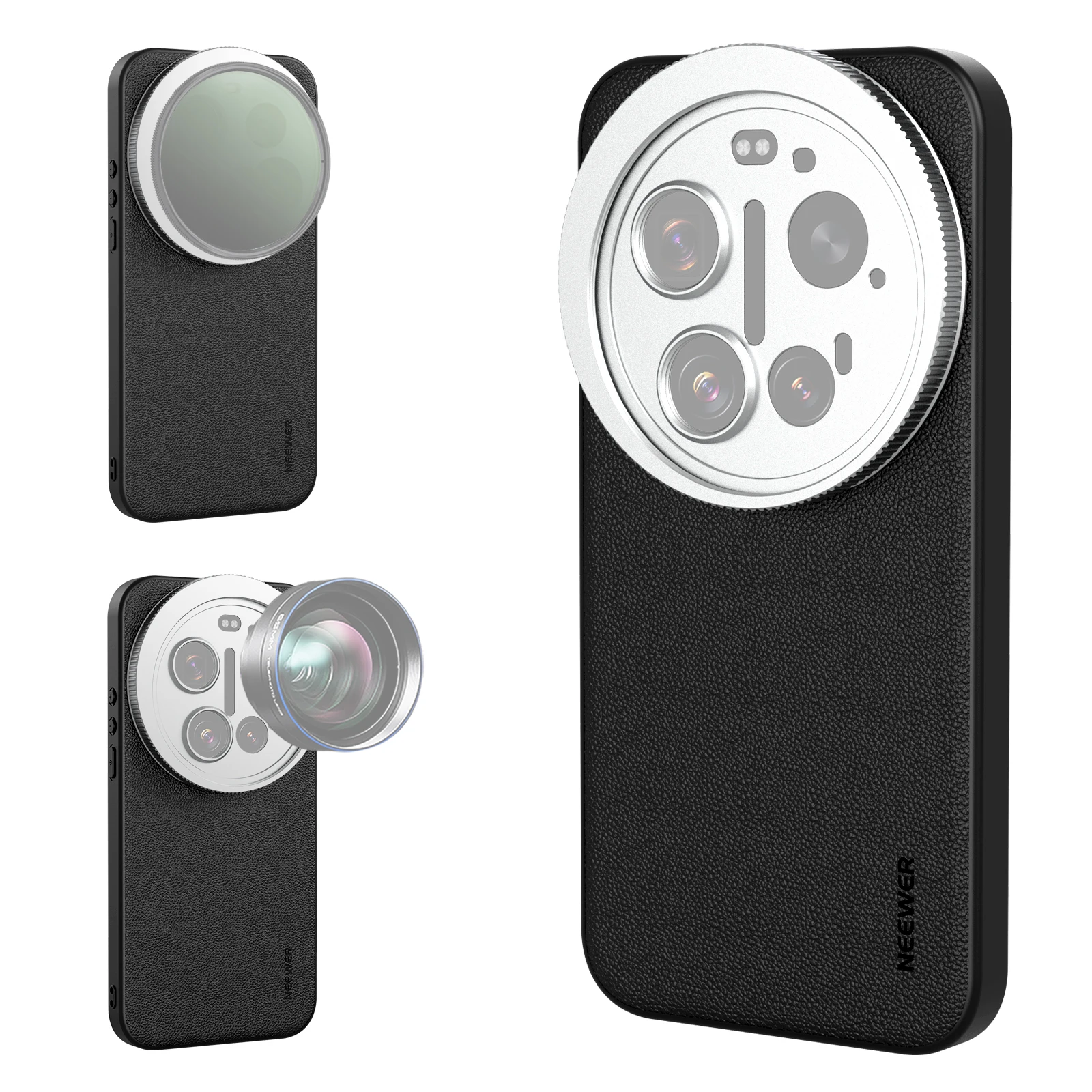 NEEWER Handyhülle für Xiaomi 17 ULTRA, Handycover mit 67mm Gewindefilterring, 17mm Objektiv & T-Mount Objektivrückplatten