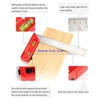 57BE StainlessSteel Square Angles Ruler 45/90 Degree 200mm 300mm 400mm Combination Measuring Square with Bubble Level