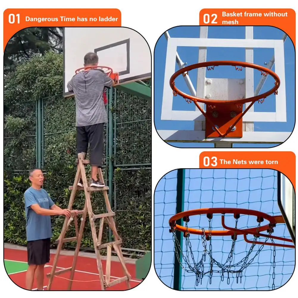 1pcs Basketball Rack Net With 12 Loops Heavy Duty Outdoor Basketball Net Replacement Detachable Basketball Net