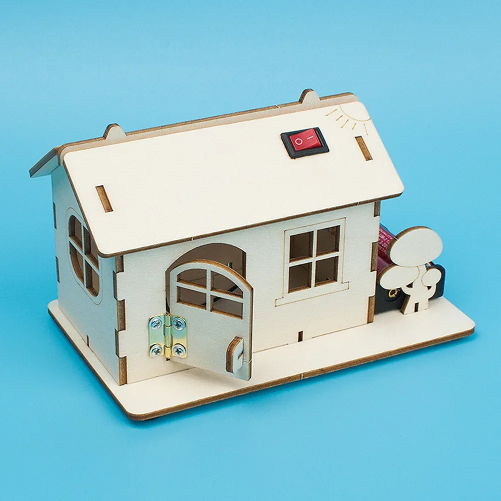 DIY 木製キャビンモデル 回路ライトアセンブリ付き STEM 科学実験おもちゃ エンジニアリングスキル開発 8-12歳向け