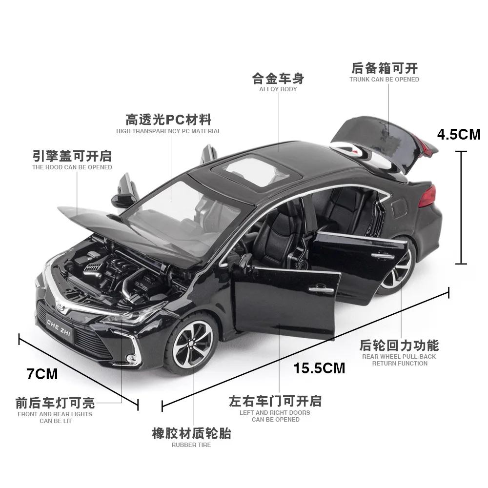 1:32  TOYOTA Corolla  Alloy Car Diecasts & Toy Vehicles Car Model Sound and light Pull back Car Toys For Kids Gifts 30