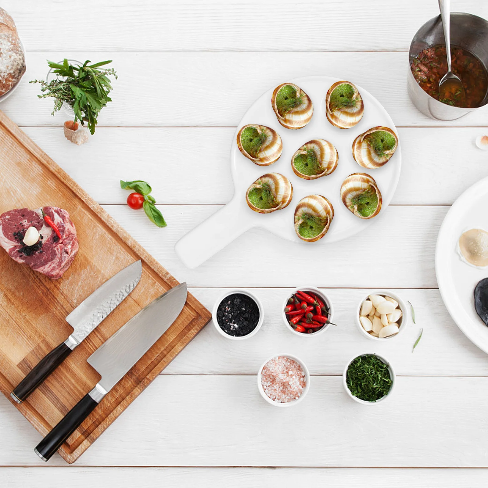 

Multi-Slot Ceramic Escargot Baking Tray Snail Grill Pan Wear-Resistant Bottom Home and Restaurant Escargot Baking Dish