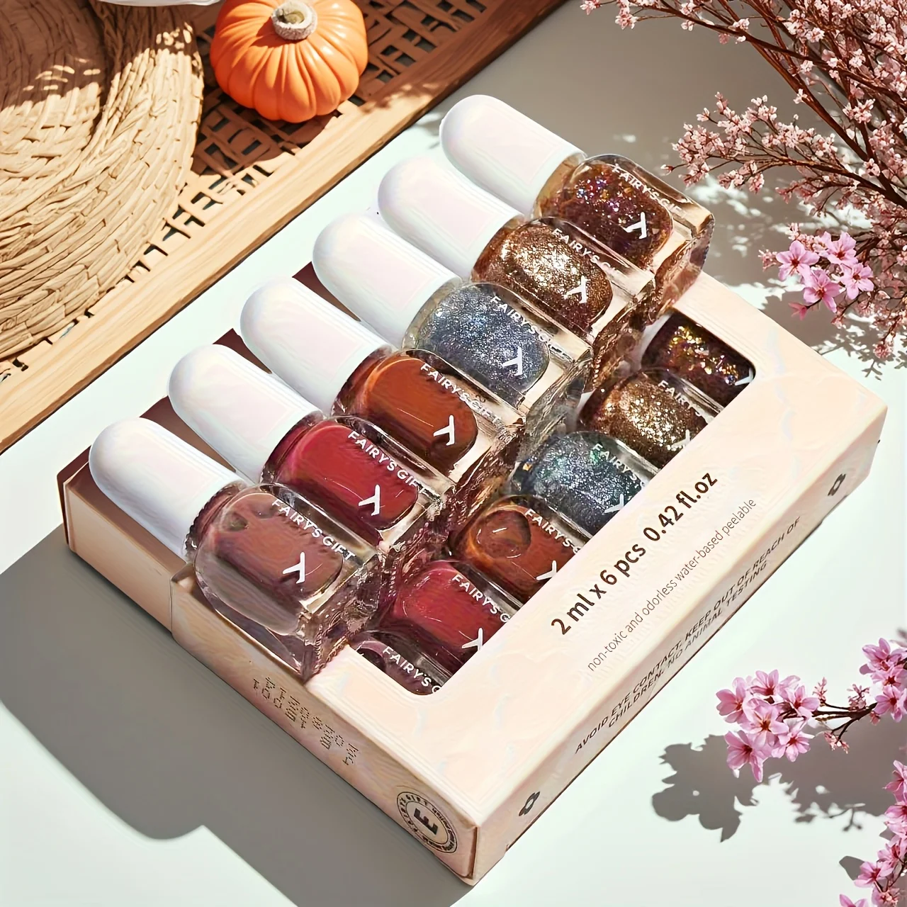 

Set E Champagne Red Lips 6-Bottle Set Nail Polish No-Bake Quick-Dry Long-Lasting Peelable Water-Based Triple Color Nail Polish