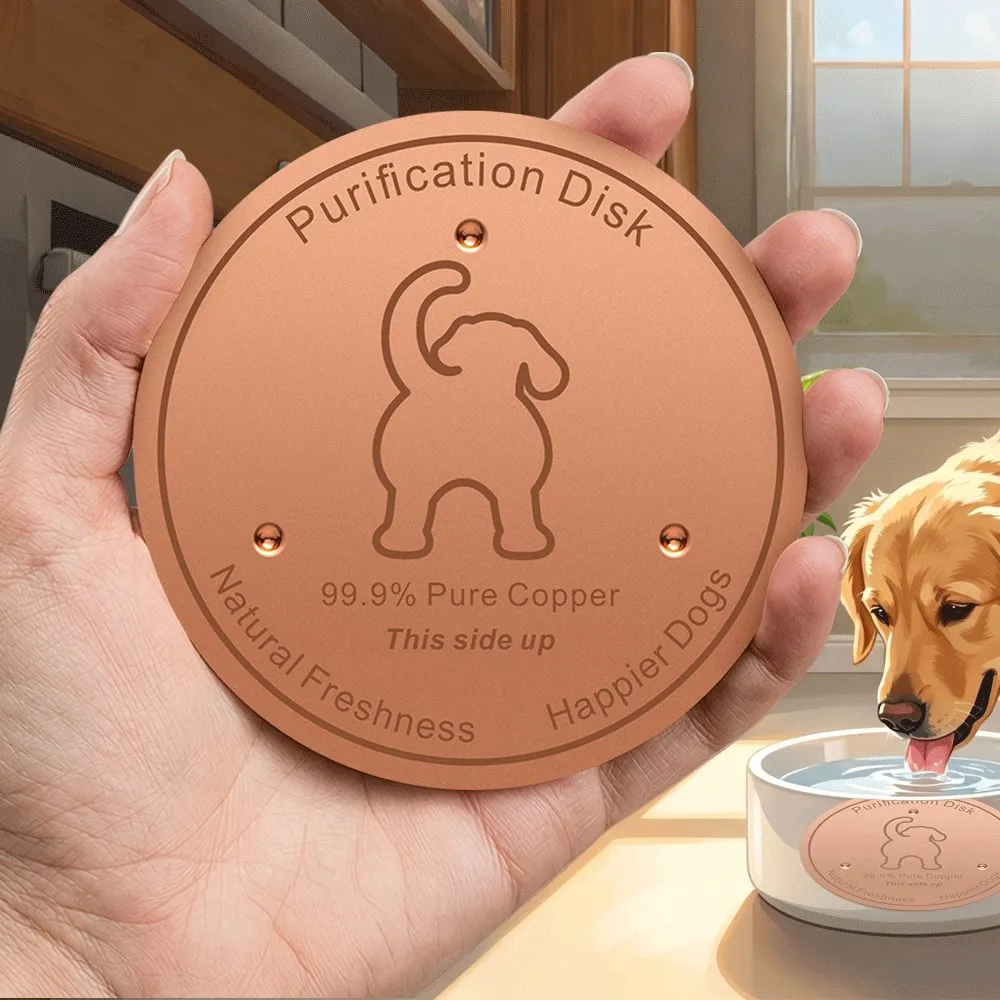 Pure Copper Pet Water Filter Disc 99.9% Purification Plate99.9% Pure Copper Pet Water Bowl Purification Disk for Natural