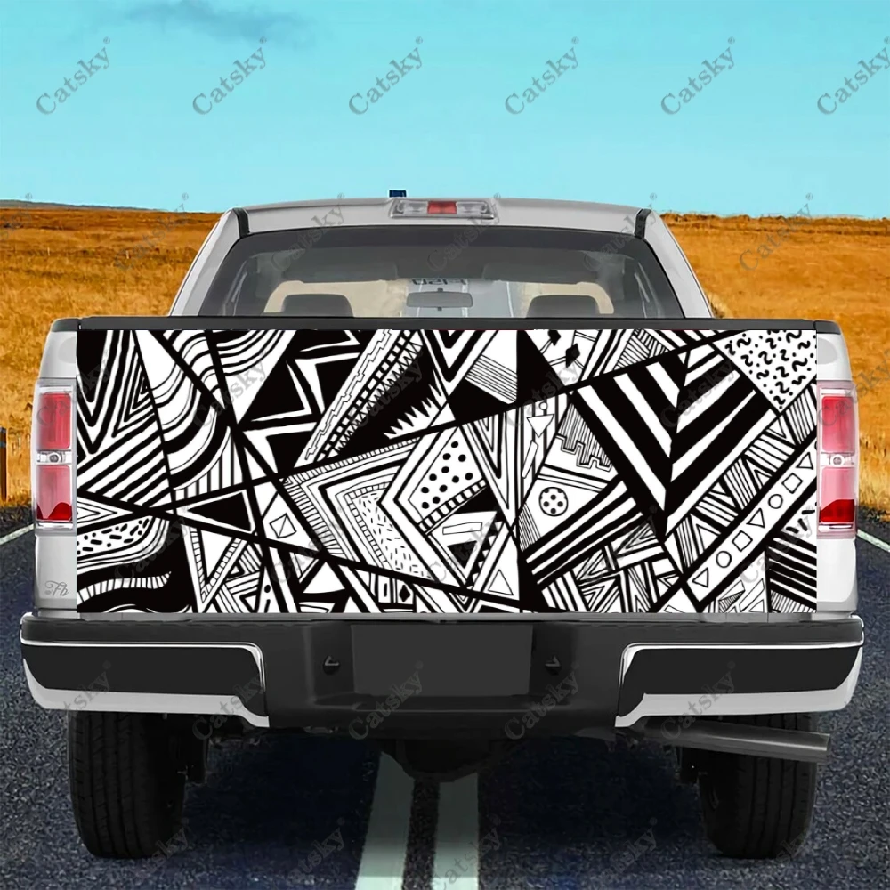 Black and White Checkerboard Car Tail Trunk Protect Vinly Wrap Sticker Decal Hood Decor Engine Cover for SUV Off-road Pickup