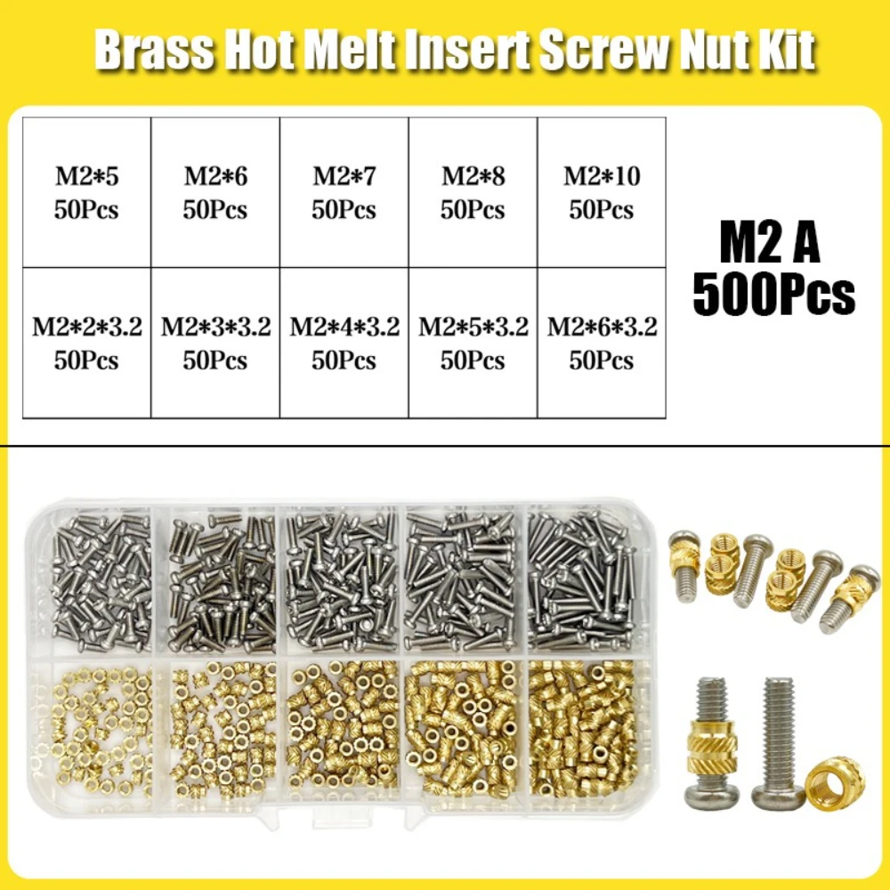 Stainless Steel Nut and Screw M2 M3 M4 TS100 Insert The Tip Soldering Iron Into Internal Thread Head Brass Hot-melt Insert Nuts