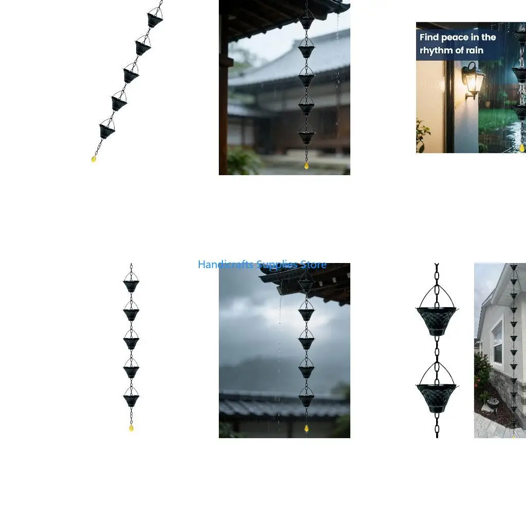 R1WA Artistic Rain Chain Decoration with Antique Bronze Downspout Alloys Rainwater Catcher for Garden Beauty