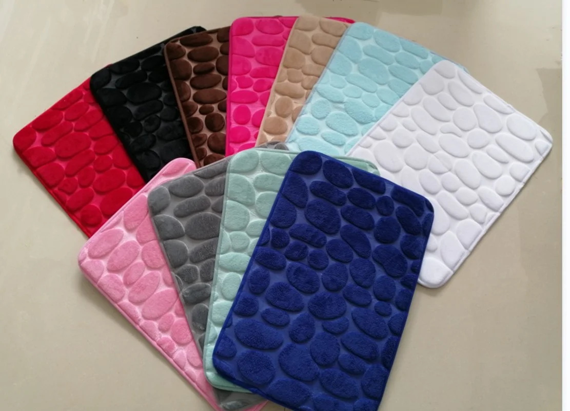 Tapis de salle de bain en molleton de corail à mémoire de forme, antidérapant, pour baignoire, sol de salle de douche, paillasson en mousse à