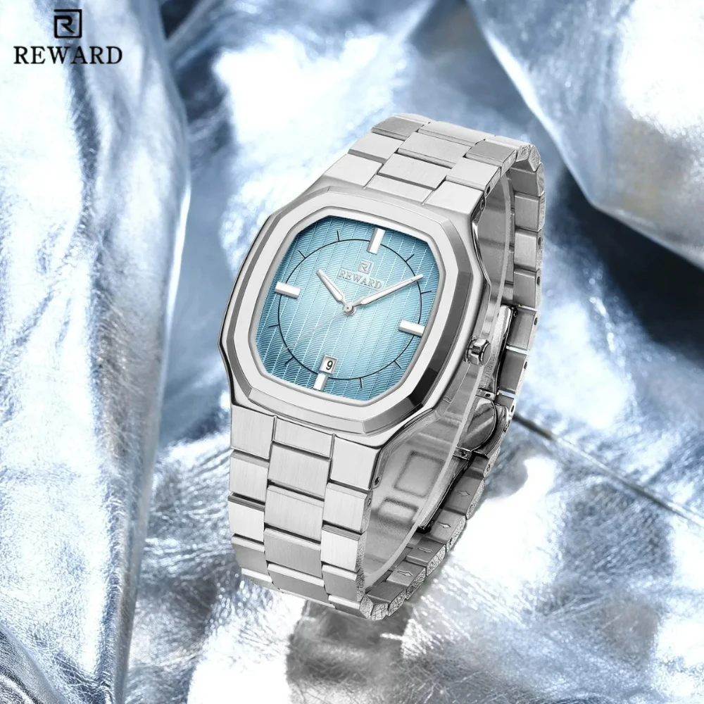 

НАГРАДА RD612268M Кварцевые роскошные мужские часы со стальной полосой и календарем, водонепроницаемые светящиеся часы для мужчин, Relojes Para Hombres ساعات