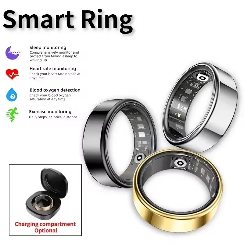 

Smart Rings Steps Heart Rate Blood Oxygen Saturation Sleep Distance Calories IP68 Smart Ring Waterproof Multi-sport Mode Tracker