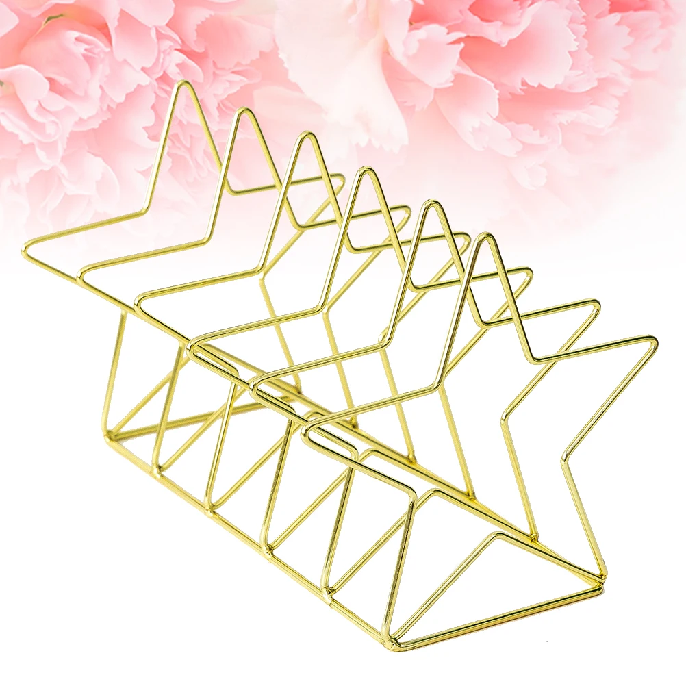 

Wrought Bookrack Five-Pointed Star Shaped Shelf Nordic Style Magazine Organizer File Storage Rack Desktop Document Holder Chic